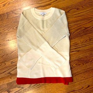 Michael Stars Cream and Gold Sweater with Red Trim